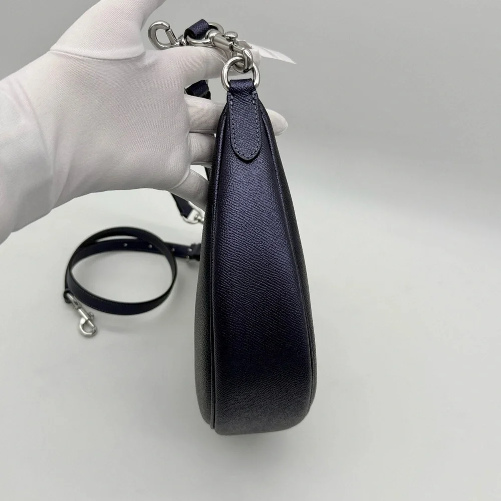 Coach Aria Shoulder Bag In Signature Canvas Silver Blue Navy - Picture 5 of 11